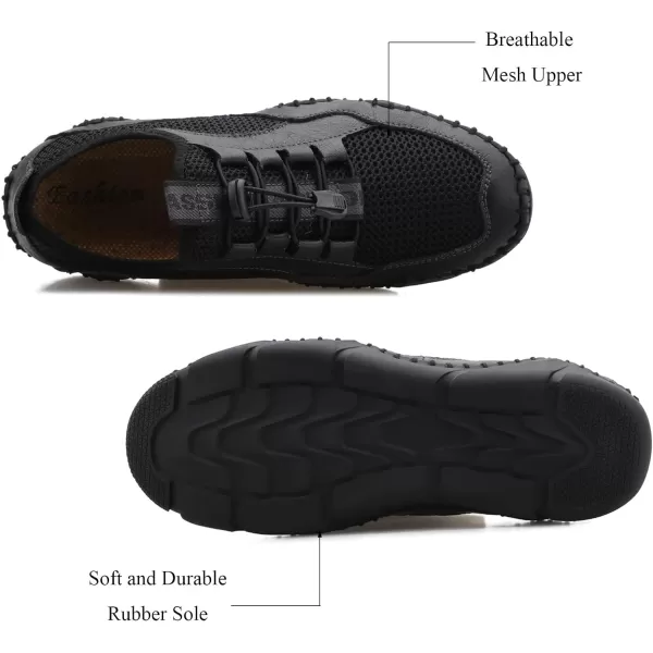 Lazzy Mens Slip On Sneakers Casual Walking Shoes Breathable Loafers Mesh Lightweight Summer Shoes for MenBlack