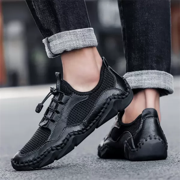 Lazzy Mens Slip On Sneakers Casual Walking Shoes Breathable Loafers Mesh Lightweight Summer Shoes for MenBlack