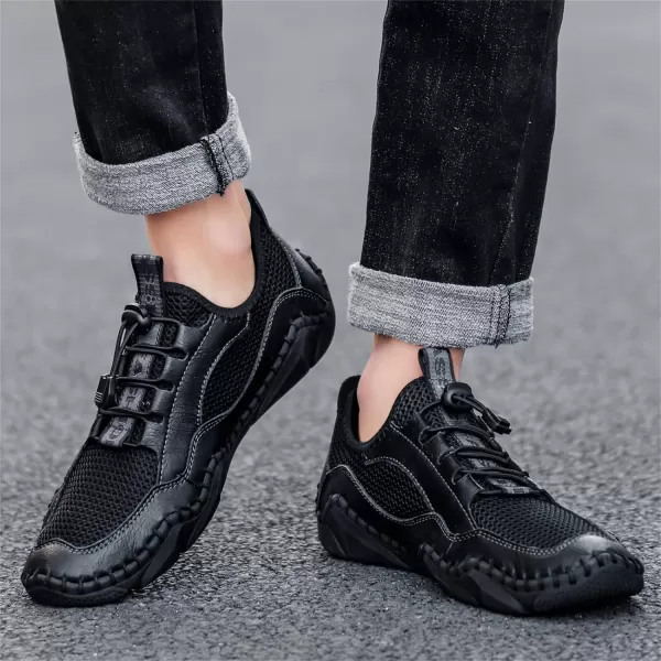 Lazzy Mens Slip On Sneakers Casual Walking Shoes Breathable Loafers Mesh Lightweight Summer Shoes for MenBlack