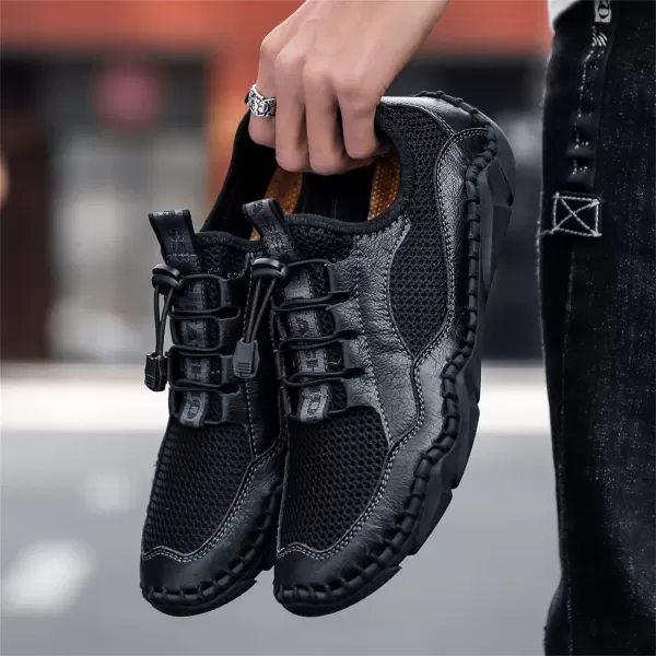 Lazzy Mens Slip On Sneakers Casual Walking Shoes Breathable Loafers Mesh Lightweight Summer Shoes for MenBlack