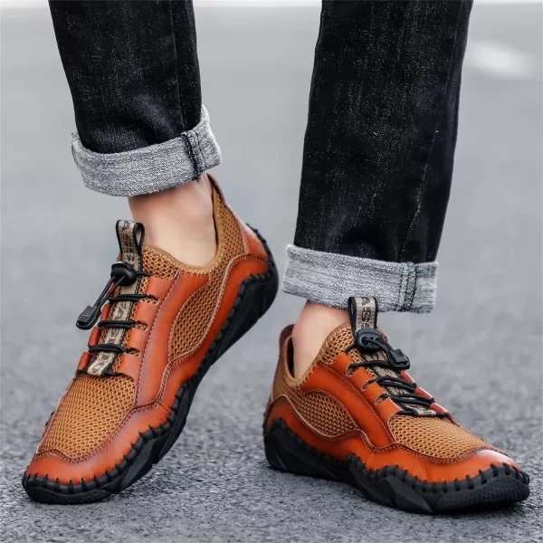 Lazzy Mens Slip On Sneakers Casual Walking Shoes Breathable Loafers Mesh Lightweight Summer Shoes for MenBrown