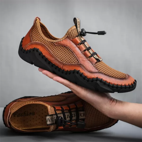 Lazzy Mens Slip On Sneakers Casual Walking Shoes Breathable Loafers Mesh Lightweight Summer Shoes for MenBrown