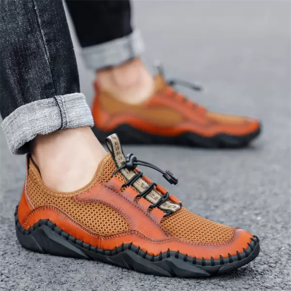 Lazzy Mens Slip On Sneakers Casual Walking Shoes Breathable Loafers Mesh Lightweight Summer Shoes for MenBrown