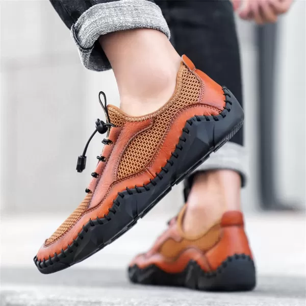 Lazzy Mens Slip On Sneakers Casual Walking Shoes Breathable Loafers Mesh Lightweight Summer Shoes for MenBrown