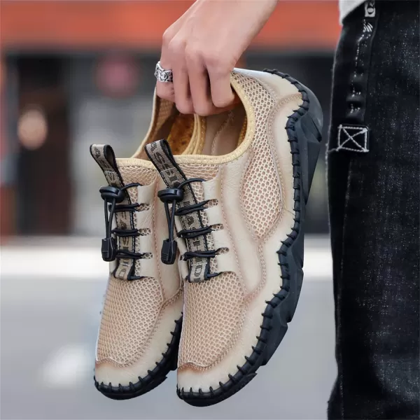 Lazzy Mens Slip On Sneakers Casual Walking Shoes Breathable Loafers Mesh Lightweight Summer Shoes for MenKhaki