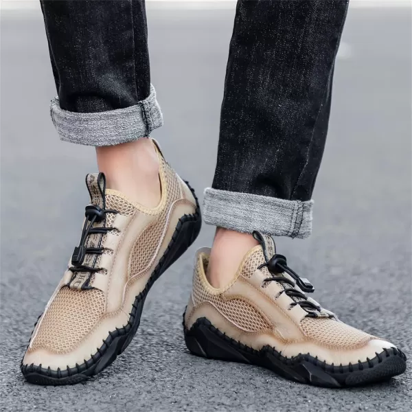 Lazzy Mens Slip On Sneakers Casual Walking Shoes Breathable Loafers Mesh Lightweight Summer Shoes for MenKhaki