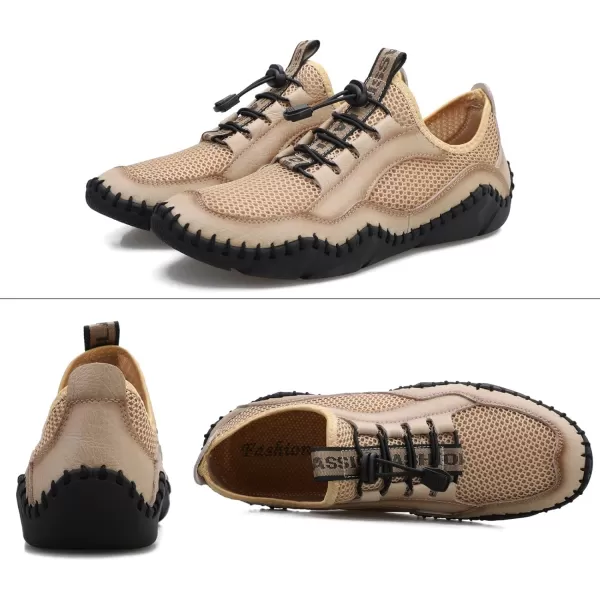 Lazzy Mens Slip On Sneakers Casual Walking Shoes Breathable Loafers Mesh Lightweight Summer Shoes for MenKhaki