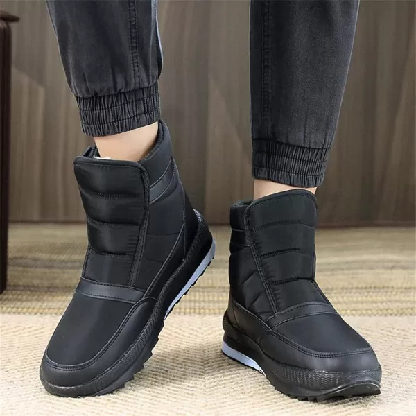 Lazzy Mens Winter Snow Boots Waterproof Fur Lined Cold Weather Ankle Boots Comfortable Casual Winter Hiking Walking ShoesBlack