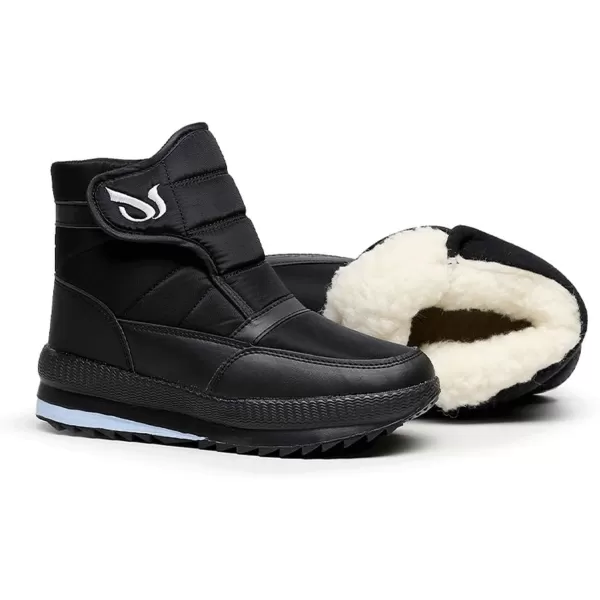 Lazzy Mens Winter Snow Boots Waterproof Fur Lined Cold Weather Ankle Boots Comfortable Casual Winter Hiking Walking ShoesBlack