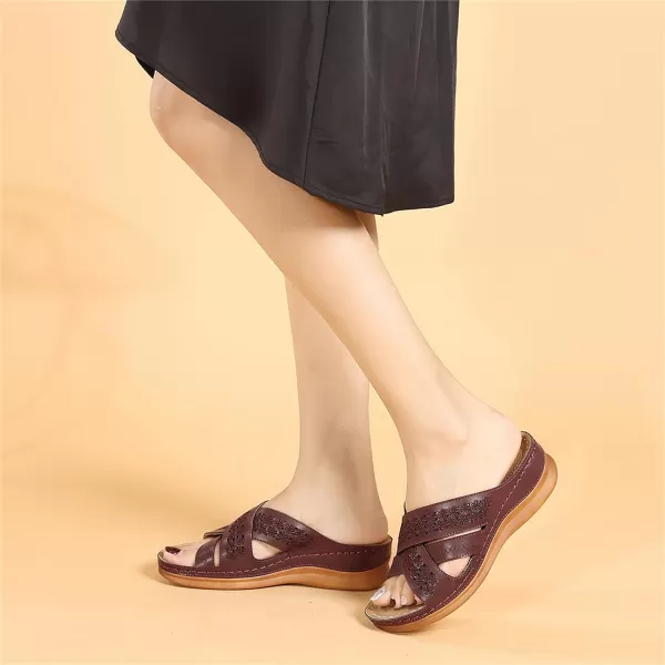 Lazzy Womens Slide Sandals Wedge Platform Summer Beach Sandals Crisscross Casual Wedge Shoes for WomenRed
