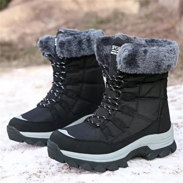 Lazzy Womens Tall Hiking Boots Waterproof Winter Snowmobile Boots Lightweight MidCalf Snow Boots Fur Lined Cold Weather Walking ShoesBlack