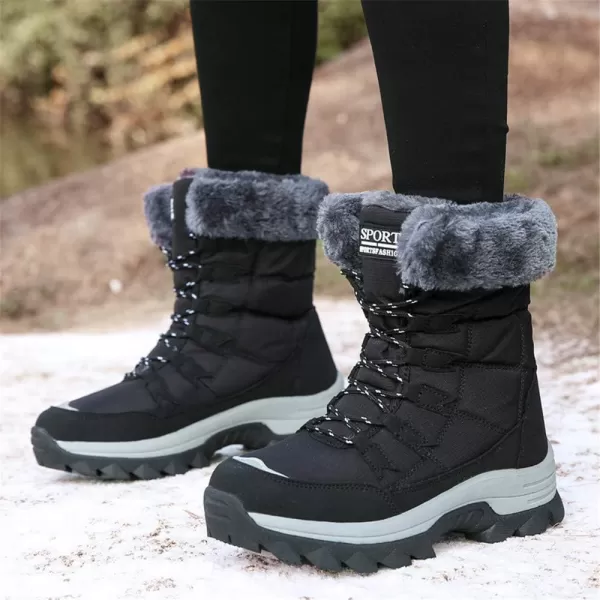 Lazzy Womens Tall Hiking Boots Waterproof Winter Snowmobile Boots Lightweight MidCalf Snow Boots Fur Lined Cold Weather Walking ShoesBlack