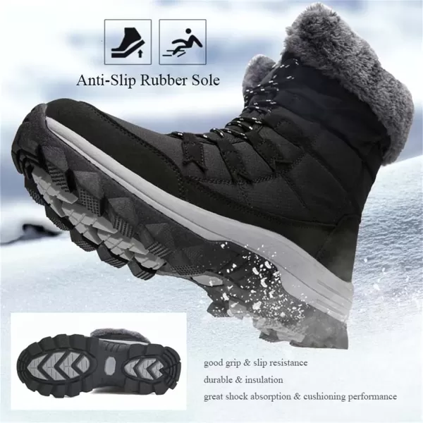 Lazzy Womens Tall Hiking Boots Waterproof Winter Snowmobile Boots Lightweight MidCalf Snow Boots Fur Lined Cold Weather Walking ShoesBlack