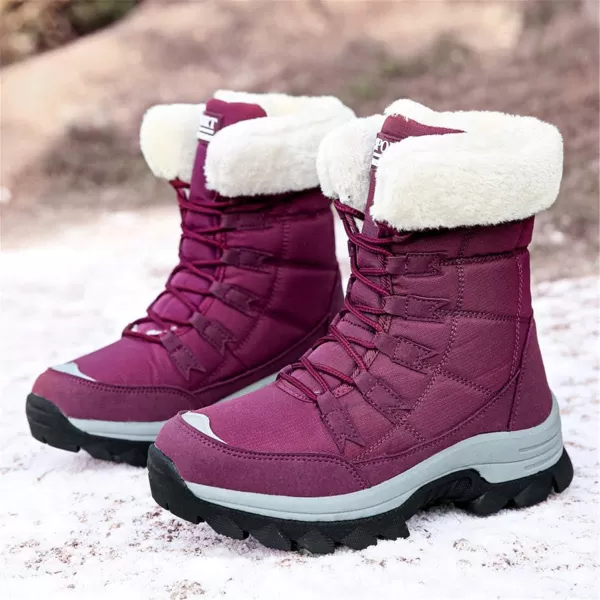 Lazzy Womens Tall Hiking Boots Waterproof Winter Snowmobile Boots Lightweight MidCalf Snow Boots Fur Lined Cold Weather Walking ShoesRed