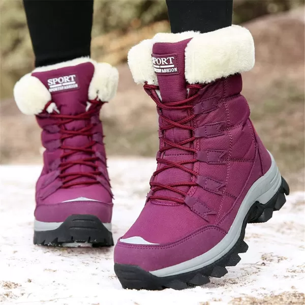 Lazzy Womens Tall Hiking Boots Waterproof Winter Snowmobile Boots Lightweight MidCalf Snow Boots Fur Lined Cold Weather Walking ShoesRed