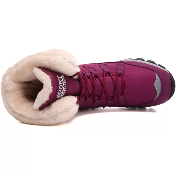 Lazzy Womens Tall Hiking Boots Waterproof Winter Snowmobile Boots Lightweight MidCalf Snow Boots Fur Lined Cold Weather Walking ShoesRed