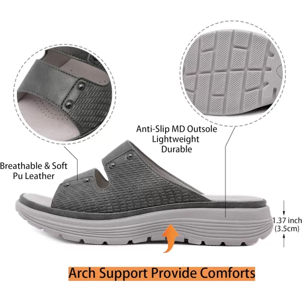 Lazzy Womens Wedge Slide Sandals Slip On Open Toe Plaform Sandals Comfortable Casual Summer ShoesGreen