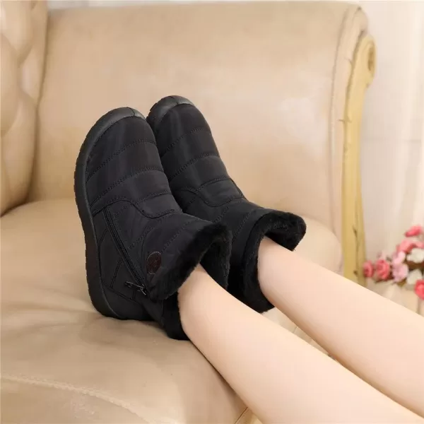 Lazzy Womens Winter Snow Boots Warm Casual Ankle Booties Waterproof Faux Fur AntiSlip Outdoor Walking ShoesBlack