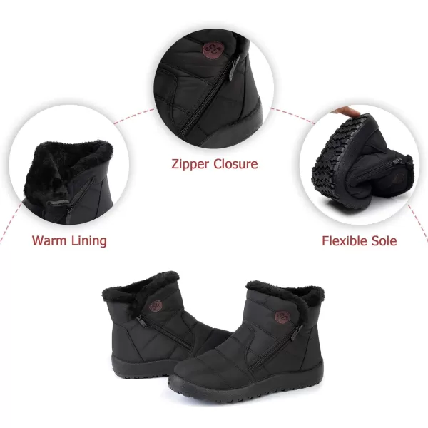 Lazzy Womens Winter Snow Boots Warm Casual Ankle Booties Waterproof Faux Fur AntiSlip Outdoor Walking ShoesBlack