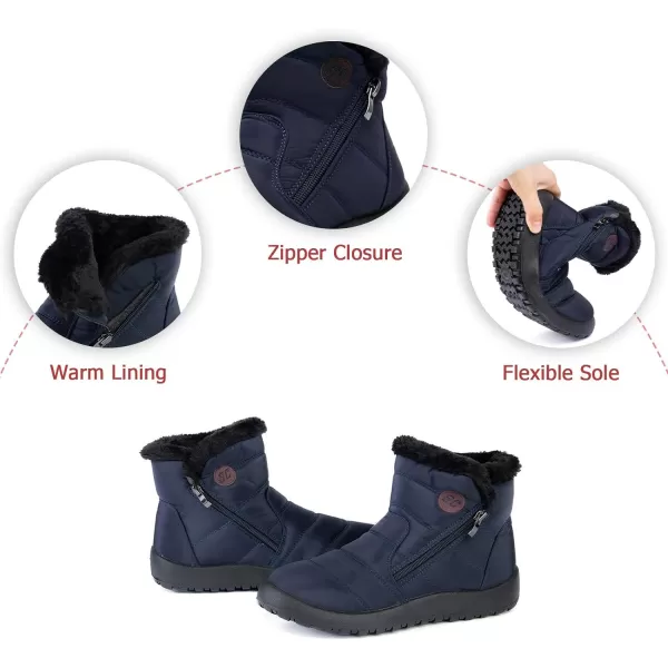 Lazzy Womens Winter Snow Boots Warm Casual Ankle Booties Waterproof Faux Fur AntiSlip Outdoor Walking ShoesBlue