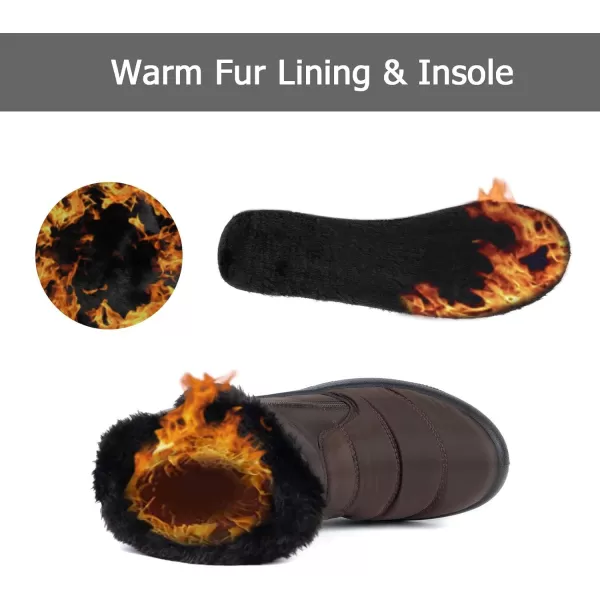 Lazzy Womens Winter Snow Boots Warm Casual Ankle Booties Waterproof Faux Fur AntiSlip Outdoor Walking ShoesBrown