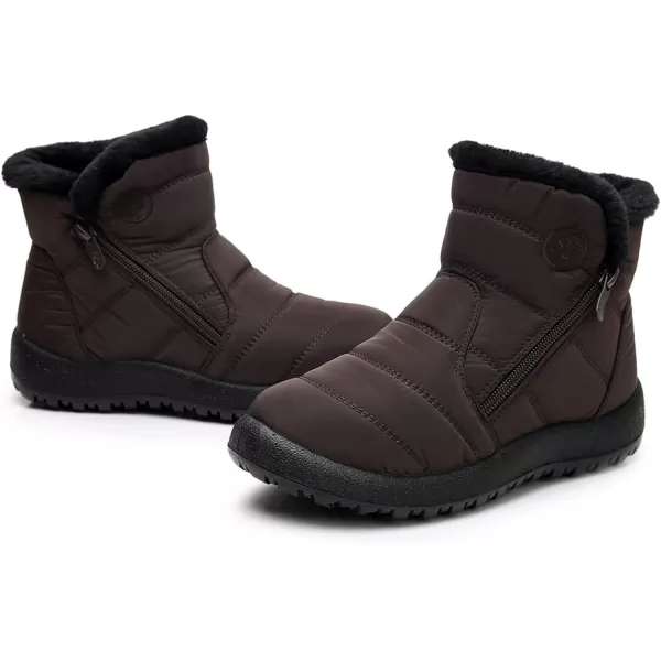 Lazzy Womens Winter Snow Boots Warm Casual Ankle Booties Waterproof Faux Fur AntiSlip Outdoor Walking ShoesBrown
