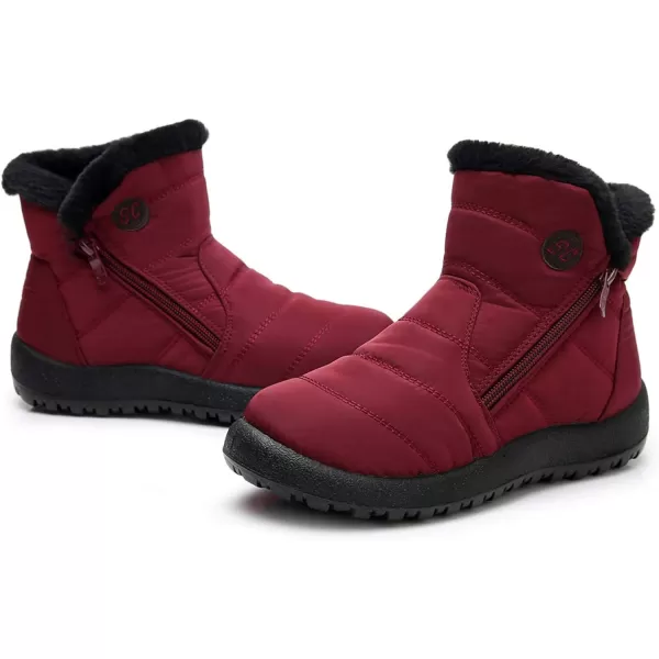 Lazzy Womens Winter Snow Boots Warm Casual Ankle Booties Waterproof Faux Fur AntiSlip Outdoor Walking ShoesRed