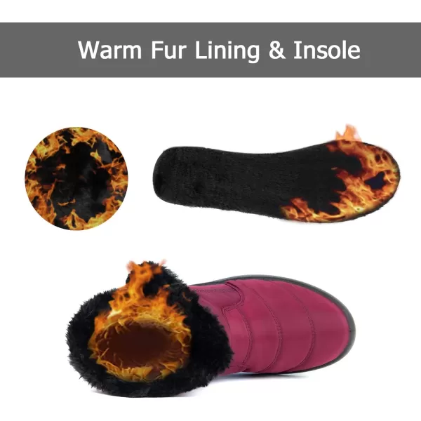 Lazzy Womens Winter Snow Boots Warm Casual Ankle Booties Waterproof Faux Fur AntiSlip Outdoor Walking ShoesRed