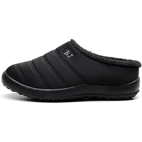 Womens House Slippers Winter Bedroom Slippers Warm Sock Clogs Slippers Fur Lined AntiSlip Flat Shoes for Indoor OutdoorBlack