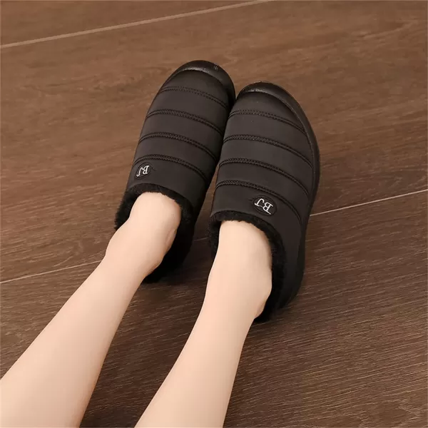 Womens House Slippers Winter Bedroom Slippers Warm Sock Clogs Slippers Fur Lined AntiSlip Flat Shoes for Indoor OutdoorBlack