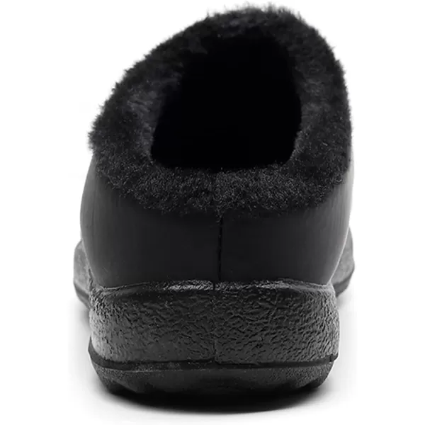 Womens House Slippers Winter Bedroom Slippers Warm Sock Clogs Slippers Fur Lined AntiSlip Flat Shoes for Indoor OutdoorBlack