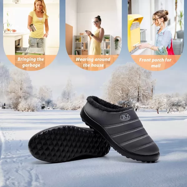 Womens House Slippers Winter Bedroom Slippers Warm Sock Clogs Slippers Fur Lined AntiSlip Flat Shoes for Indoor OutdoorGrey1