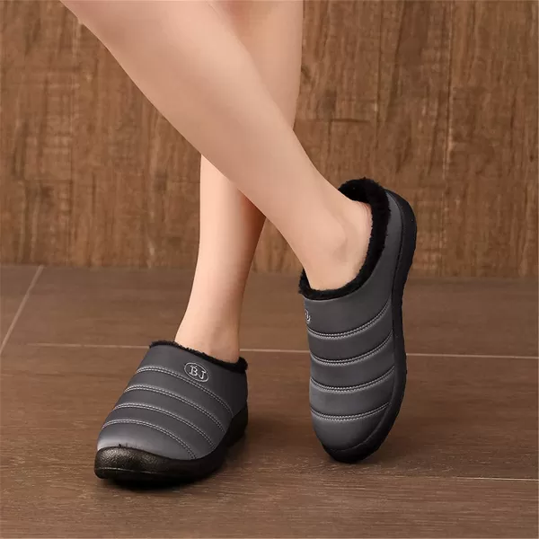 Womens House Slippers Winter Bedroom Slippers Warm Sock Clogs Slippers Fur Lined AntiSlip Flat Shoes for Indoor OutdoorGrey1