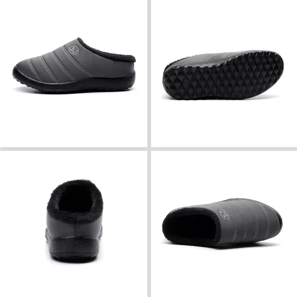 Womens House Slippers Winter Bedroom Slippers Warm Sock Clogs Slippers Fur Lined AntiSlip Flat Shoes for Indoor OutdoorGrey1