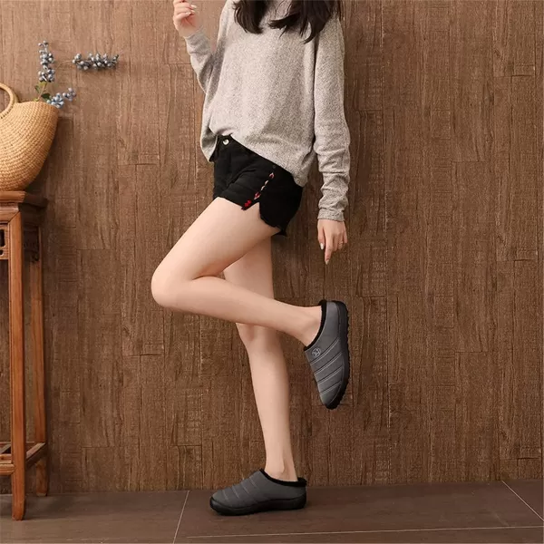 Womens House Slippers Winter Bedroom Slippers Warm Sock Clogs Slippers Fur Lined AntiSlip Flat Shoes for Indoor OutdoorGrey1