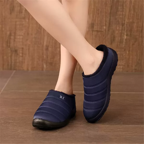 Womens House Slippers Winter Bedroom Slippers Warm Sock Clogs Slippers Fur Lined AntiSlip Flat Shoes for Indoor OutdoorNavy