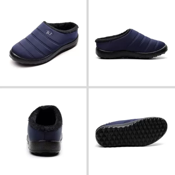 Womens House Slippers Winter Bedroom Slippers Warm Sock Clogs Slippers Fur Lined AntiSlip Flat Shoes for Indoor OutdoorNavy