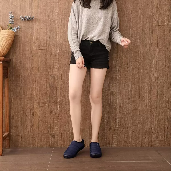 Womens House Slippers Winter Bedroom Slippers Warm Sock Clogs Slippers Fur Lined AntiSlip Flat Shoes for Indoor OutdoorNavy
