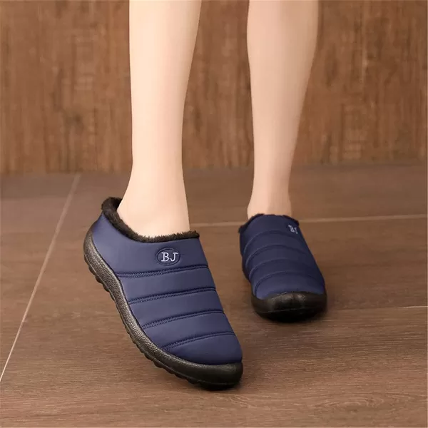 Womens House Slippers Winter Bedroom Slippers Warm Sock Clogs Slippers Fur Lined AntiSlip Flat Shoes for Indoor OutdoorNavy