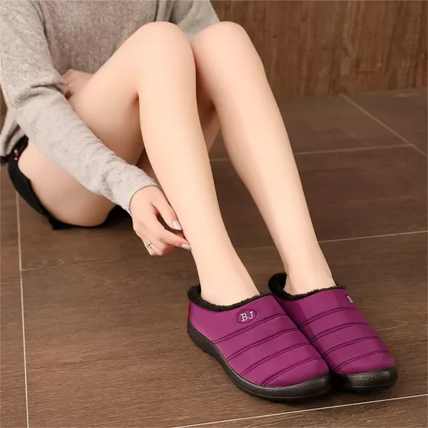 Womens House Slippers Winter Bedroom Slippers Warm Sock Clogs Slippers Fur Lined AntiSlip Flat Shoes for Indoor OutdoorPurple