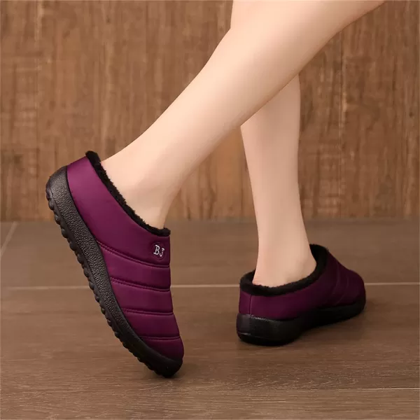Womens House Slippers Winter Bedroom Slippers Warm Sock Clogs Slippers Fur Lined AntiSlip Flat Shoes for Indoor OutdoorPurple