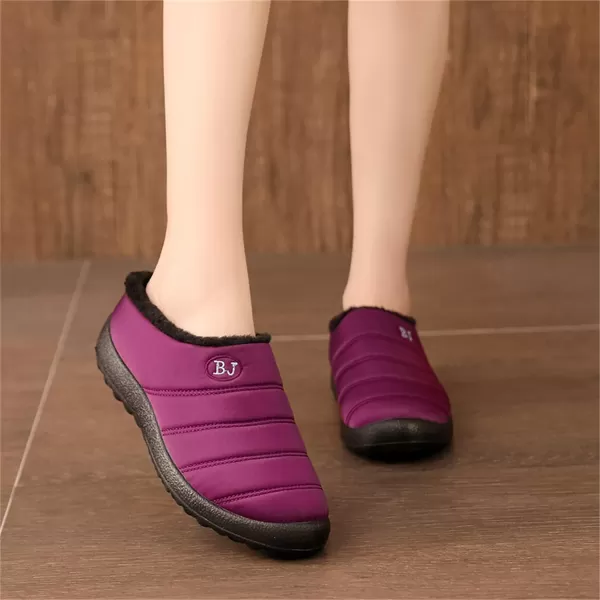 Womens House Slippers Winter Bedroom Slippers Warm Sock Clogs Slippers Fur Lined AntiSlip Flat Shoes for Indoor OutdoorPurple
