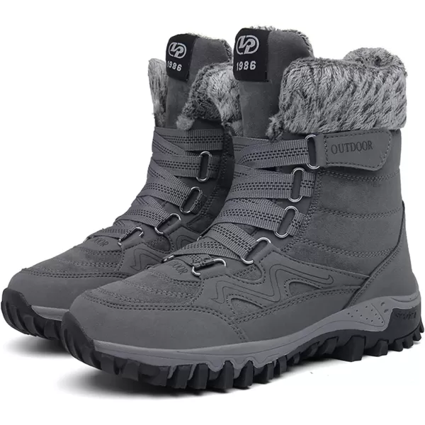 Womens Winter Snow Boots Warm Fur Lined AntiSlip Ankle Hiking Booties Outdoor Walking Shoes NonSlip Trekking ShoesGrey