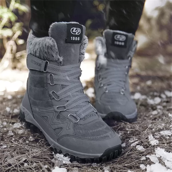 Womens Winter Snow Boots Warm Fur Lined AntiSlip Ankle Hiking Booties Outdoor Walking Shoes NonSlip Trekking ShoesGrey