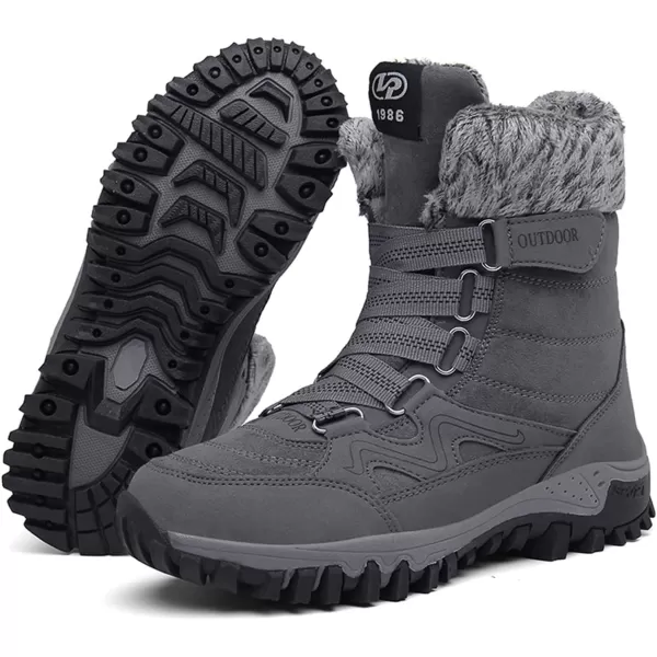 Womens Winter Snow Boots Warm Fur Lined AntiSlip Ankle Hiking Booties Outdoor Walking Shoes NonSlip Trekking ShoesGrey