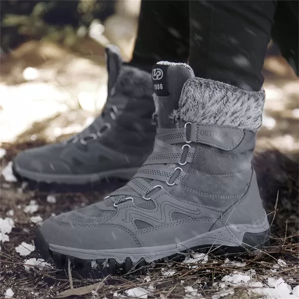 Womens Winter Snow Boots Warm Fur Lined AntiSlip Ankle Hiking Booties Outdoor Walking Shoes NonSlip Trekking ShoesGrey