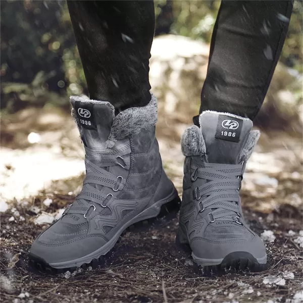 Womens Winter Snow Boots Warm Fur Lined AntiSlip Ankle Hiking Booties Outdoor Walking Shoes NonSlip Trekking ShoesGrey