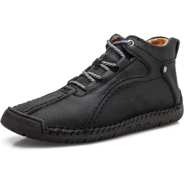 Dacomfy Casual Shoes for Men Pu Leather Chukka Boots Hand Stiching Mens Boots Fashion Sneakers Comfy Flat Outdoor Walking Driving Shoes Black Brown Blue GreenAblack