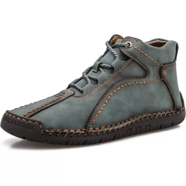Dacomfy Casual Shoes for Men Pu Leather Chukka Boots Hand Stiching Mens Boots Fashion Sneakers Comfy Flat Outdoor Walking Driving Shoes Black Brown Blue GreenAgreen