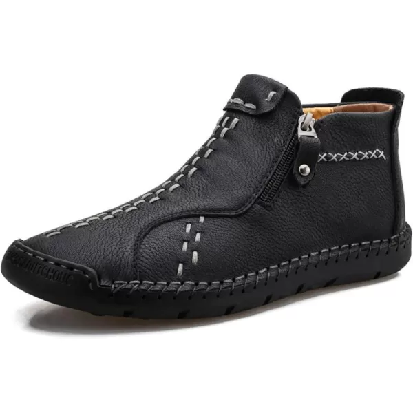 Lazzy Mens Casual Ankle Boots Leather Chukka Boot Comfortable Oxfords Dress Walking Shoes for MenBlack1